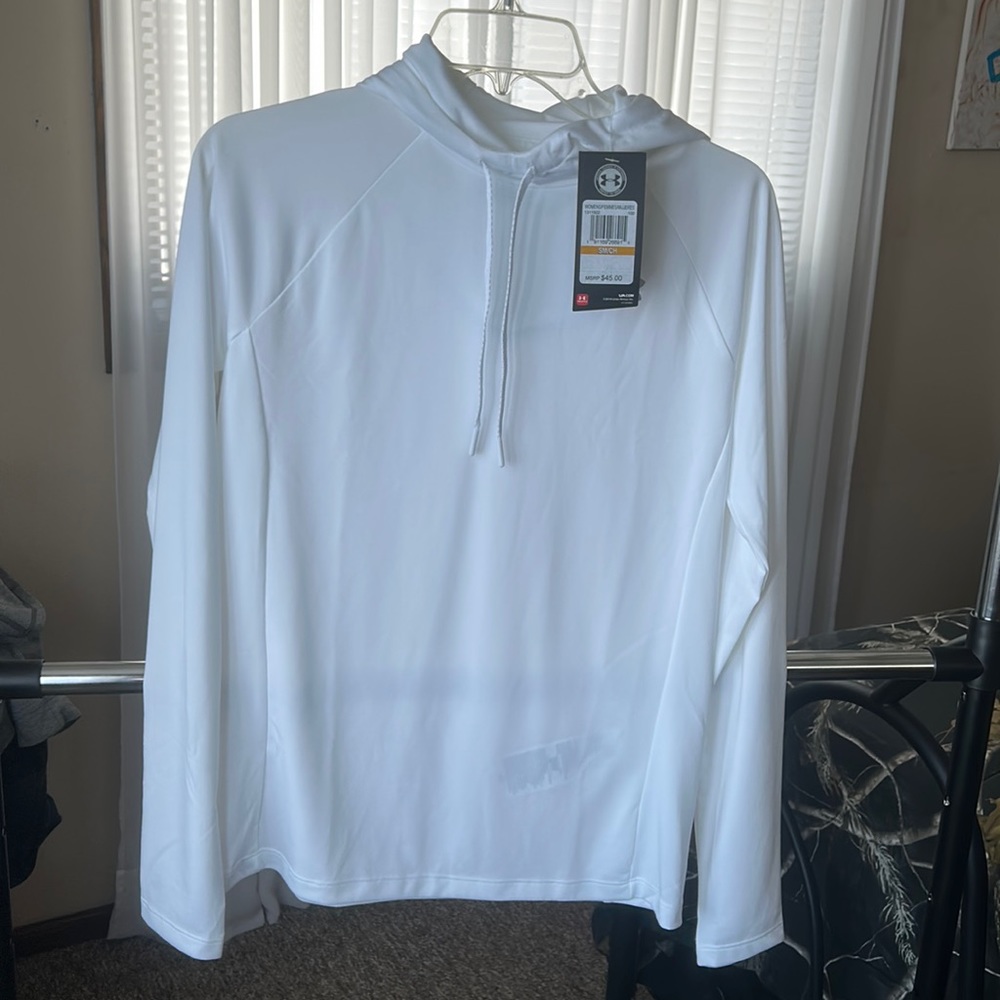White long sleeve HeatGear shirt